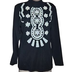 Pronto Gold Wool Blend Sequin Sweater Size Small